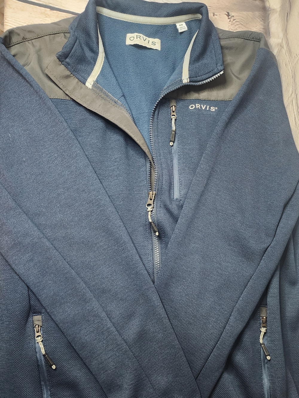 Orvis Navy and Gray Zip Front Fleece Jacket - Picture 6 of 7